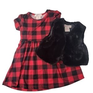 Emma & Elsa Buffalo Plaid Christmas Dress Bundle